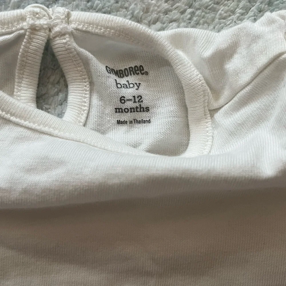 Gymboree Baby White Top with Embroidered Bunny and Tulle Hem - Size 6-12 mos